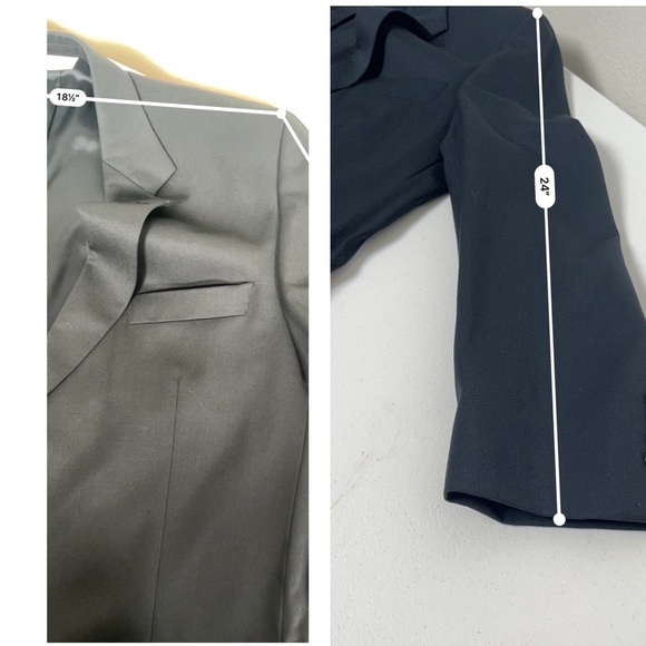 Joseph & Feiss Men Black 2-Button Flap Pocket Wool Dress Blazer 42 - Picture 5 of 13